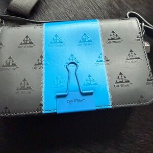 Off-White Black and Blue Graphic Messenger Bag